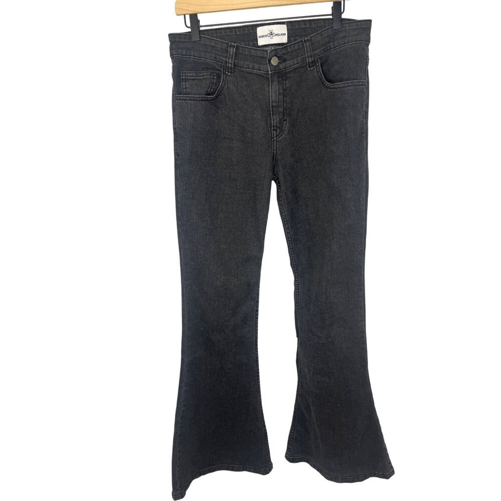 Madcap England Black Denim Flare Leg Jeans High Waist Size 32R